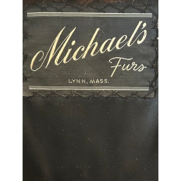Michael’s Furs Lynn Mass Black Mink Fur Coat Brown collar Women's size Medium - Picture 13 of 13